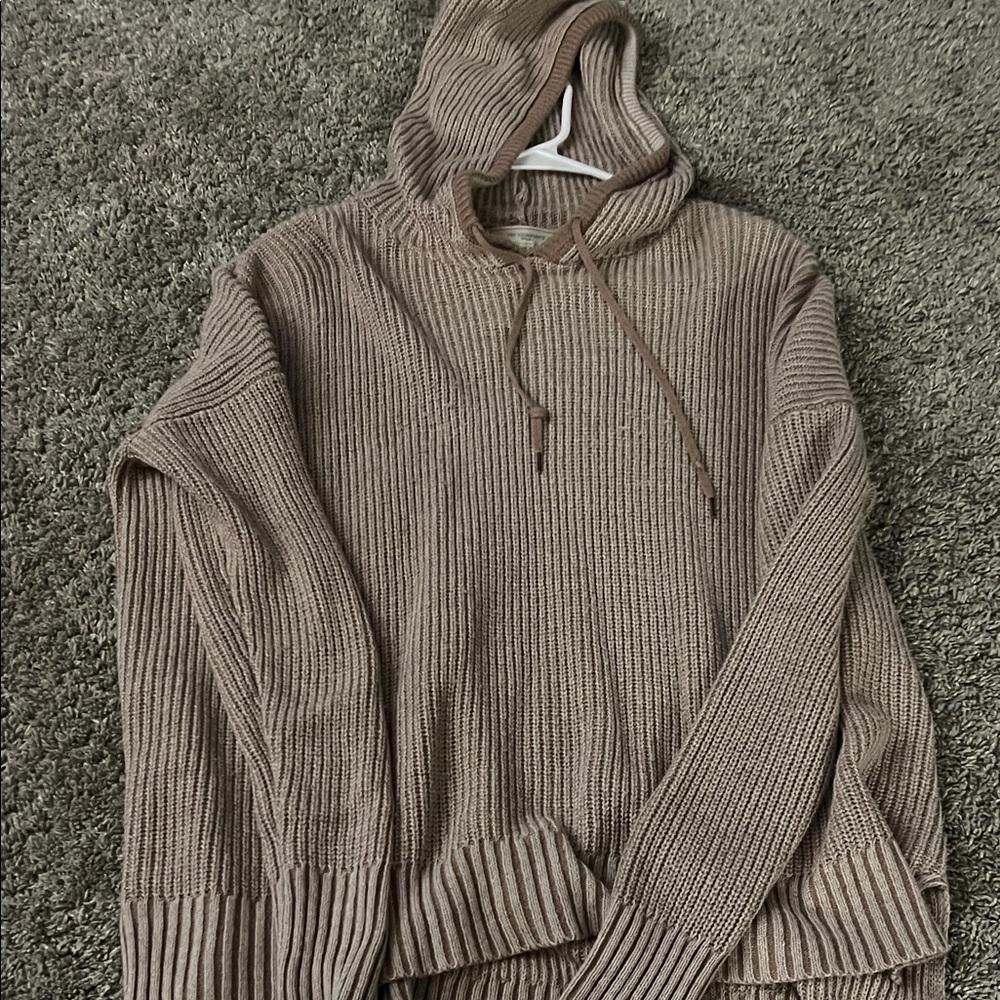 Men's Taupe Hooded Sweater